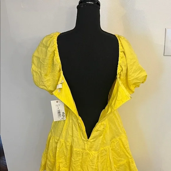 NWT Chelsea & Violet Linen Cotton Blend Puff Sleeve Tie V-Neck A-Line - Picture 11 of 15